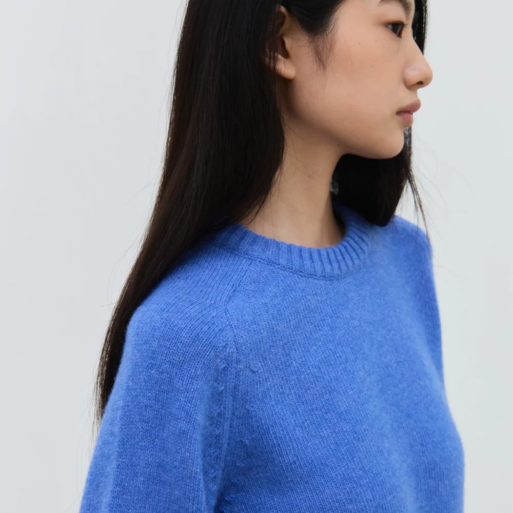 WOOL CREW NECK KNIT / MARINE BLUE