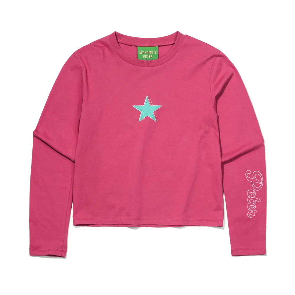 (W) STAR LONG SLEEVE T-SHIRT - DUSTY MAGENTA