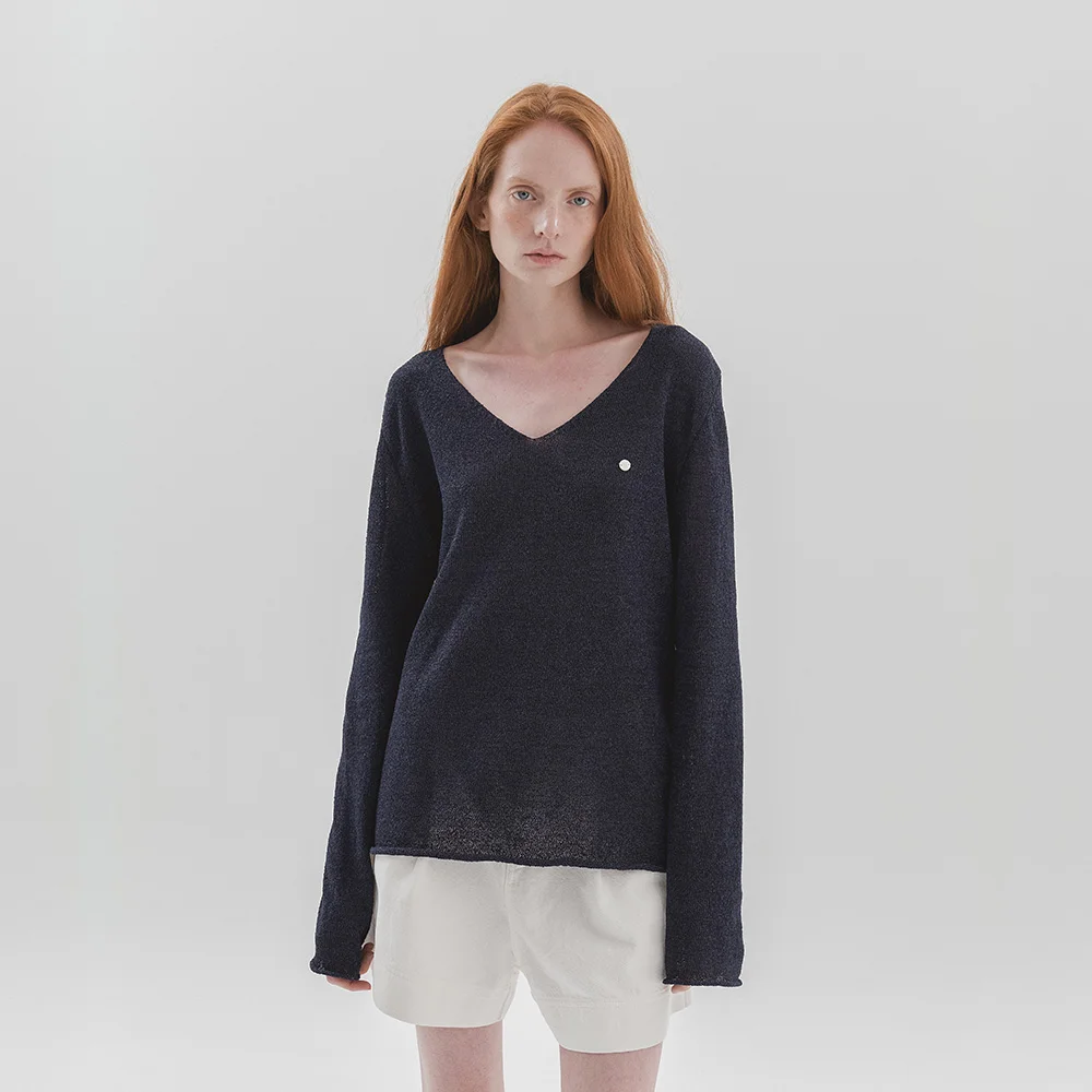Anitta V-neck Knit (Navy)