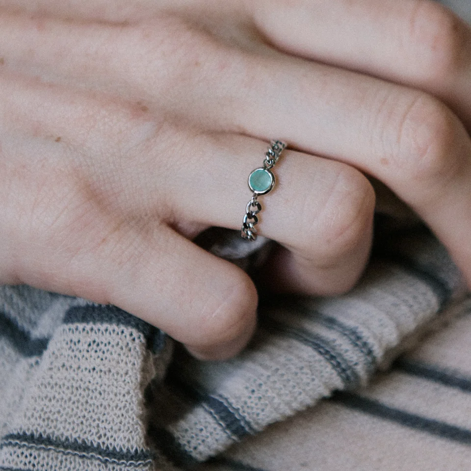 Mint pendant with surgical chain ring