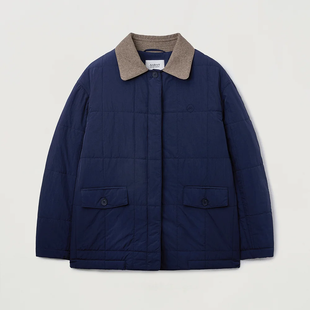 Padded collar quilting jumper_navy