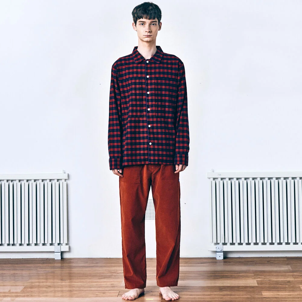 Woody PJ Set Flannel Lumberjack & Cord Red Brick