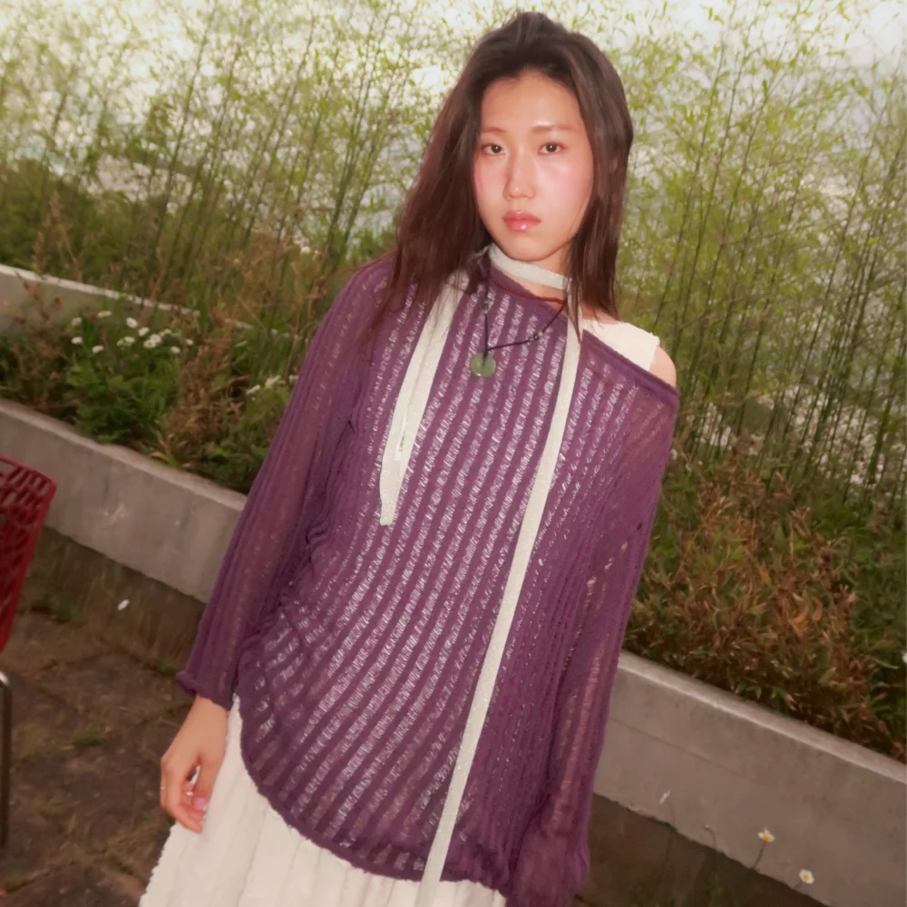 NETTING OVER KNIT_PURPLE