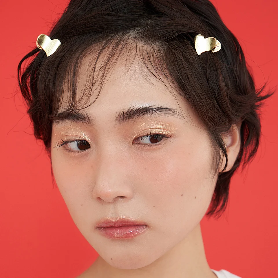 metal heart hair pin - gold