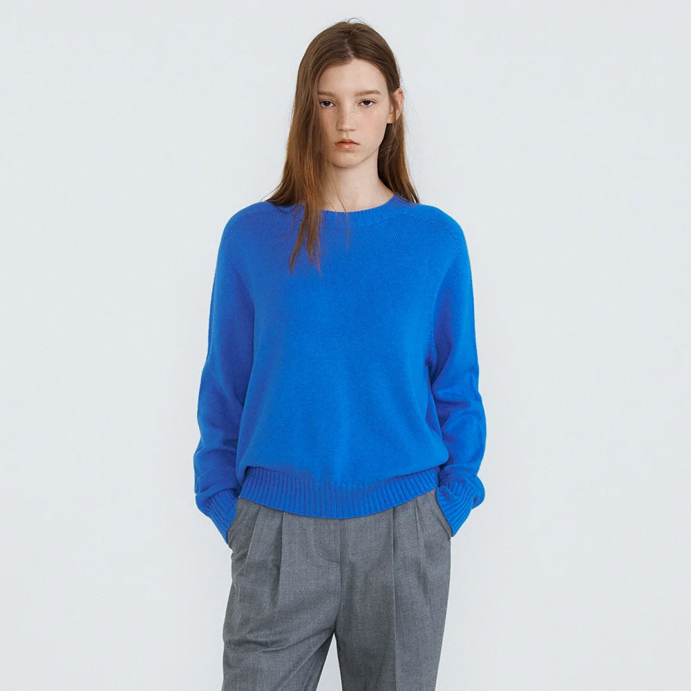 Saddle Wholegarment Knit (Melange Blue)