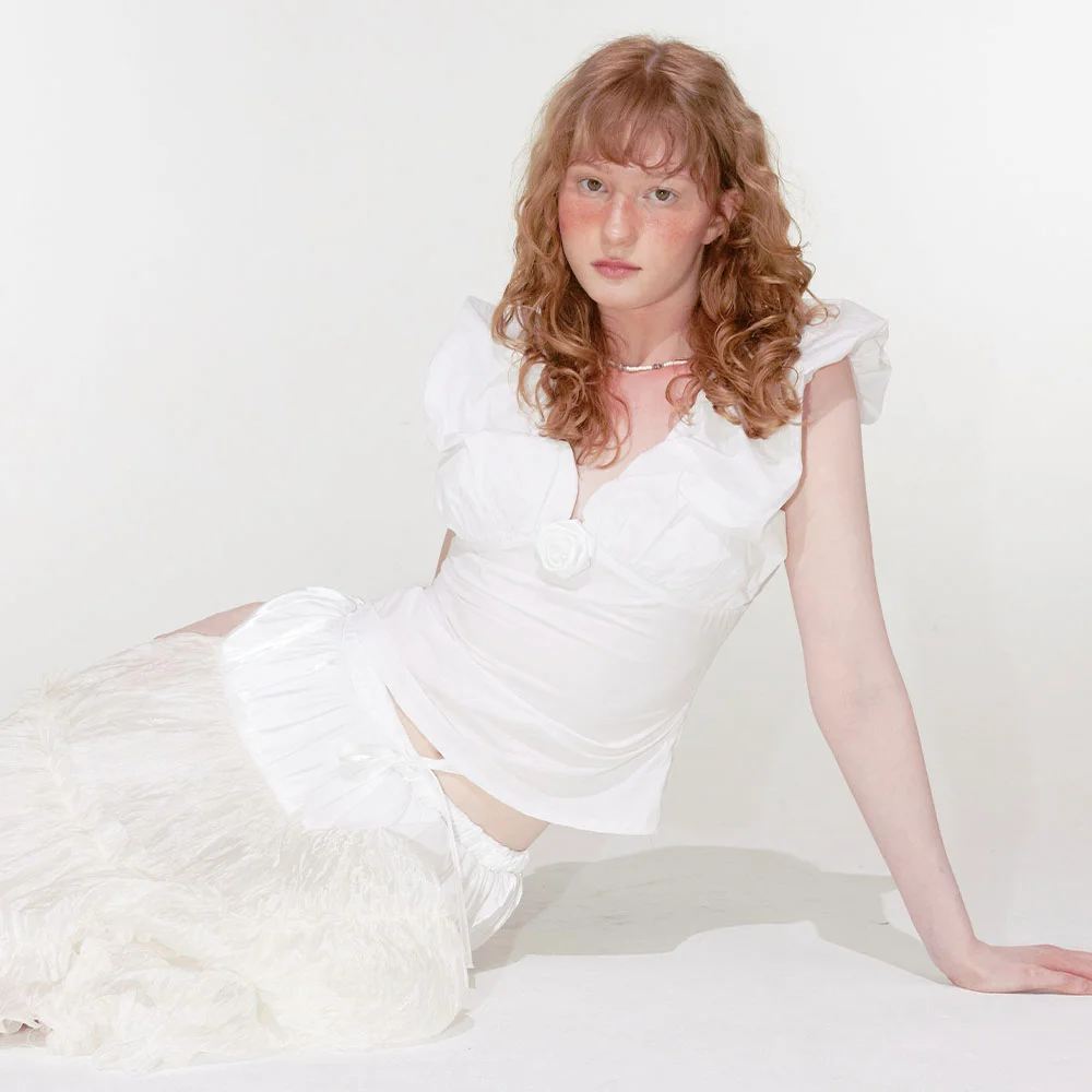 Volume Puff Blouse (White)