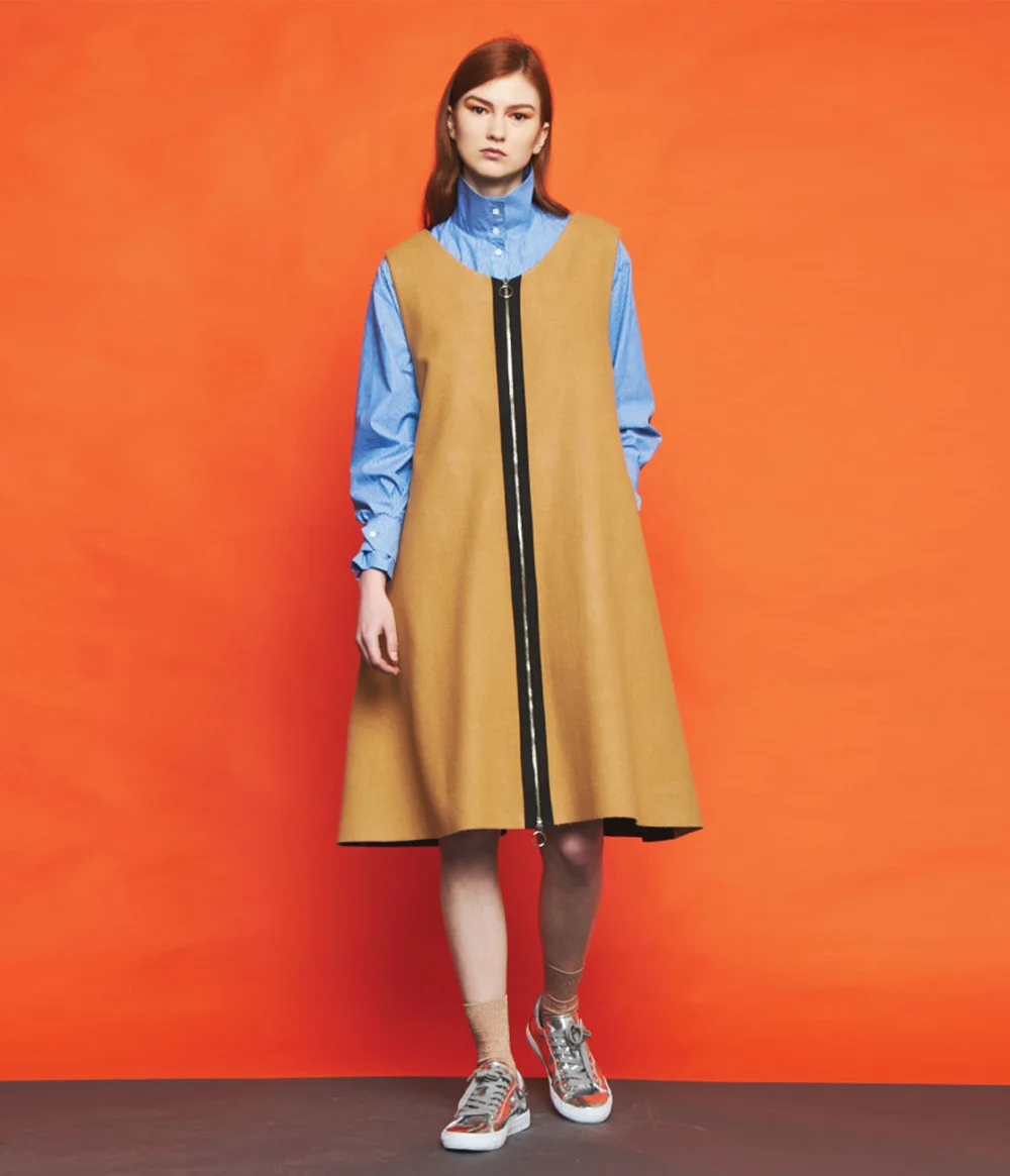 FRONT.BACK DRESS (米色)