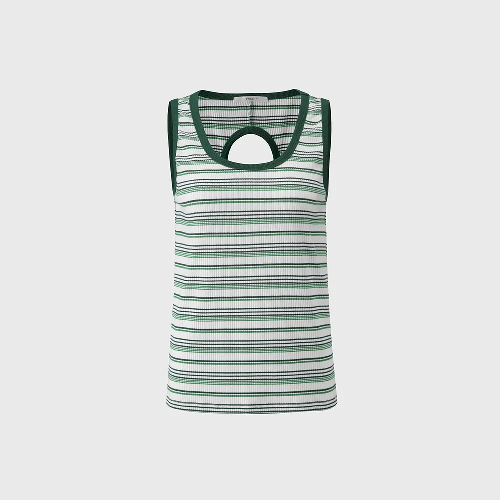 COLORATIN BACK HOLE RIBBED TOP_GREEN