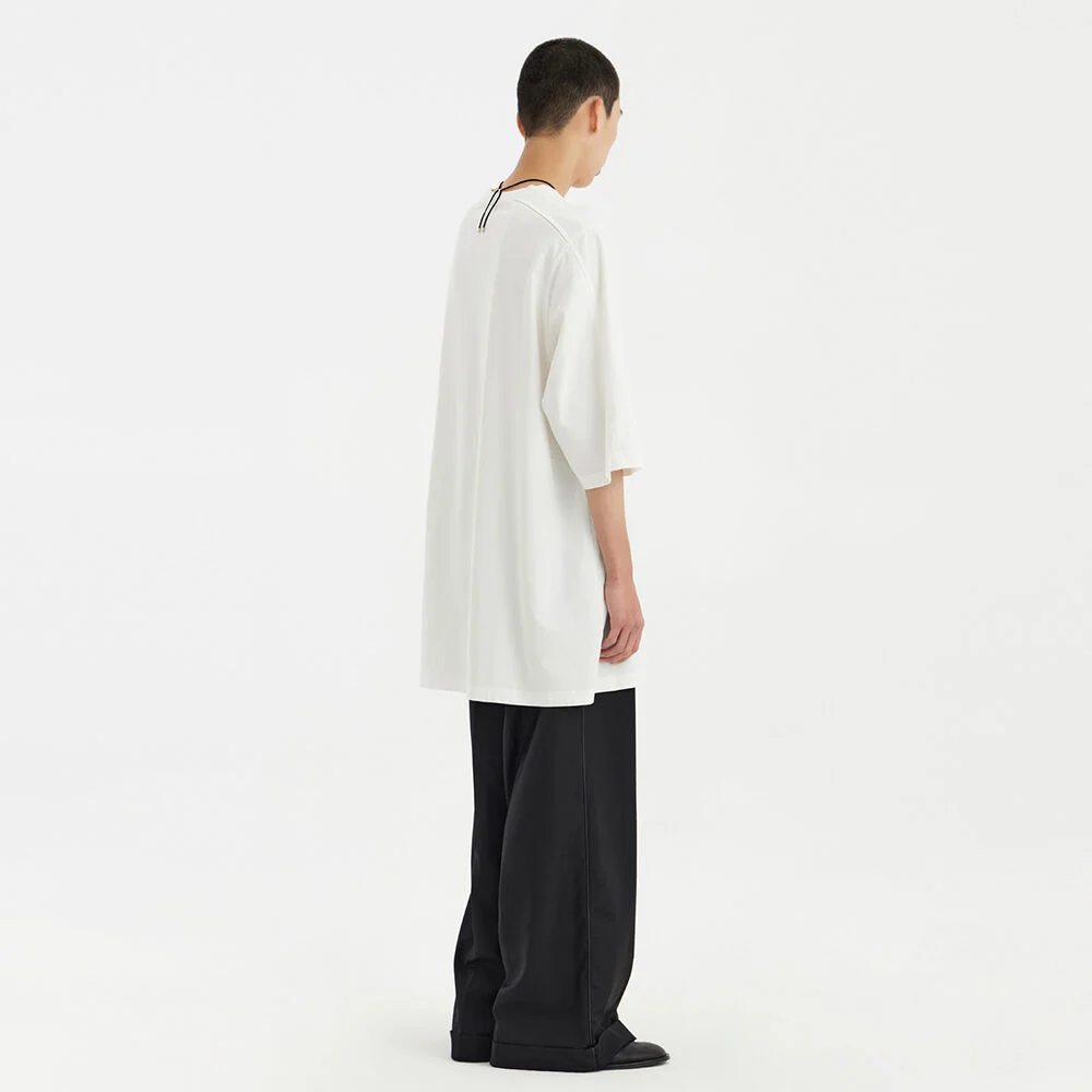 Inverted Pleat H/S T-Shirt - White