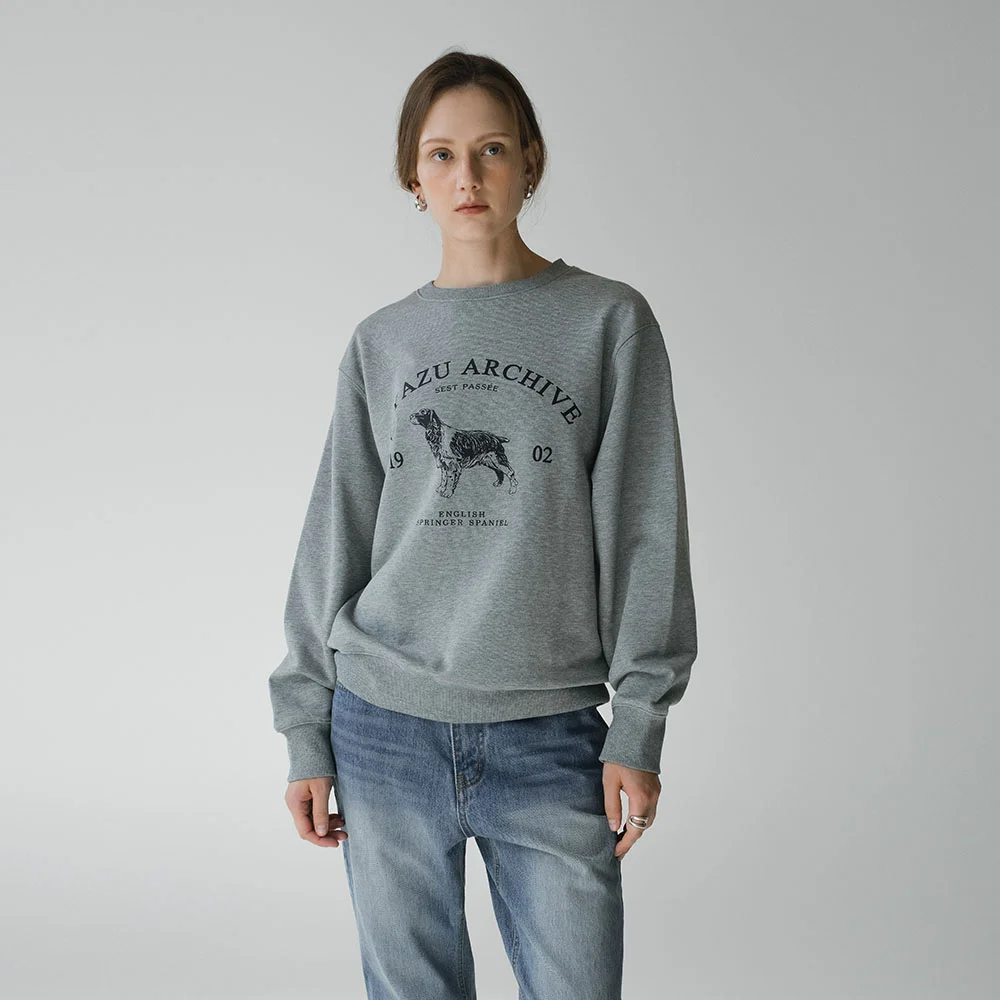 SITP5230 典藏 犬牙格 印花 衛衣_Melange gray