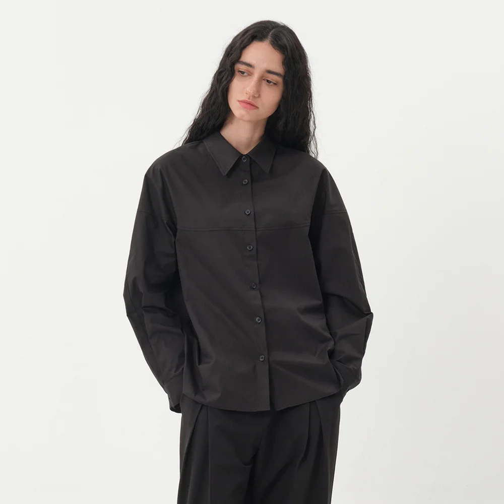 round sleeve blouse_black