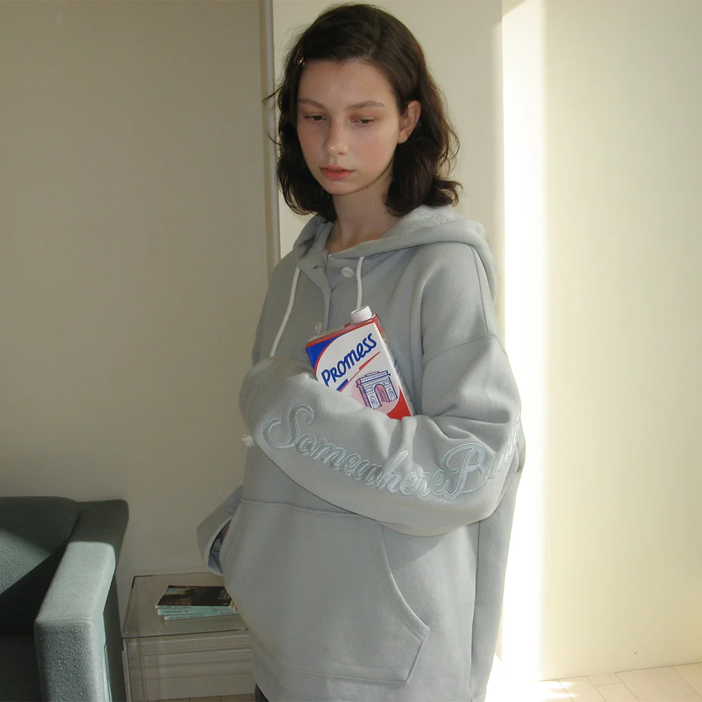 Bold Logo Button Hoodie - Pistachio