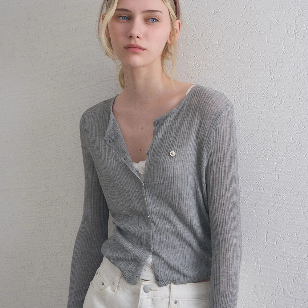 SERA SOFT RIBBED CARDIGAN 4COL_IVORY,GRAY,LIGHT BLUE,MELON