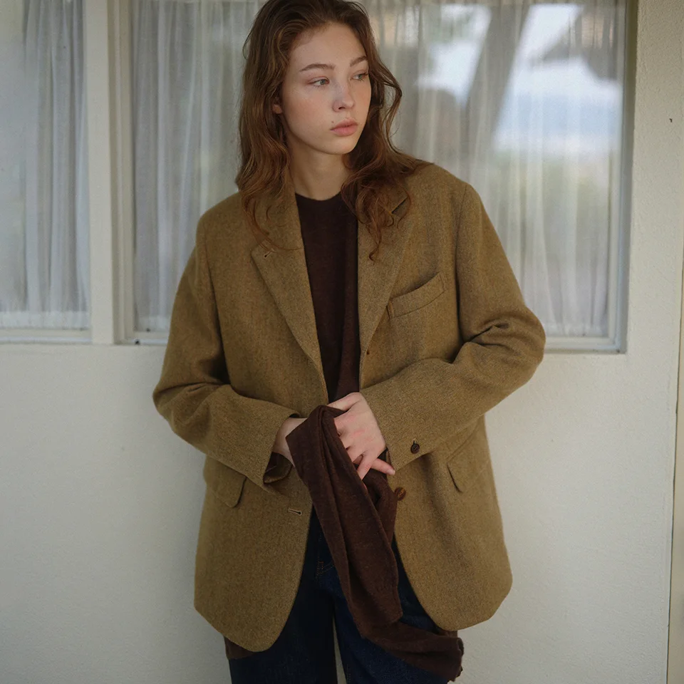 overfit wool jacket (camel)