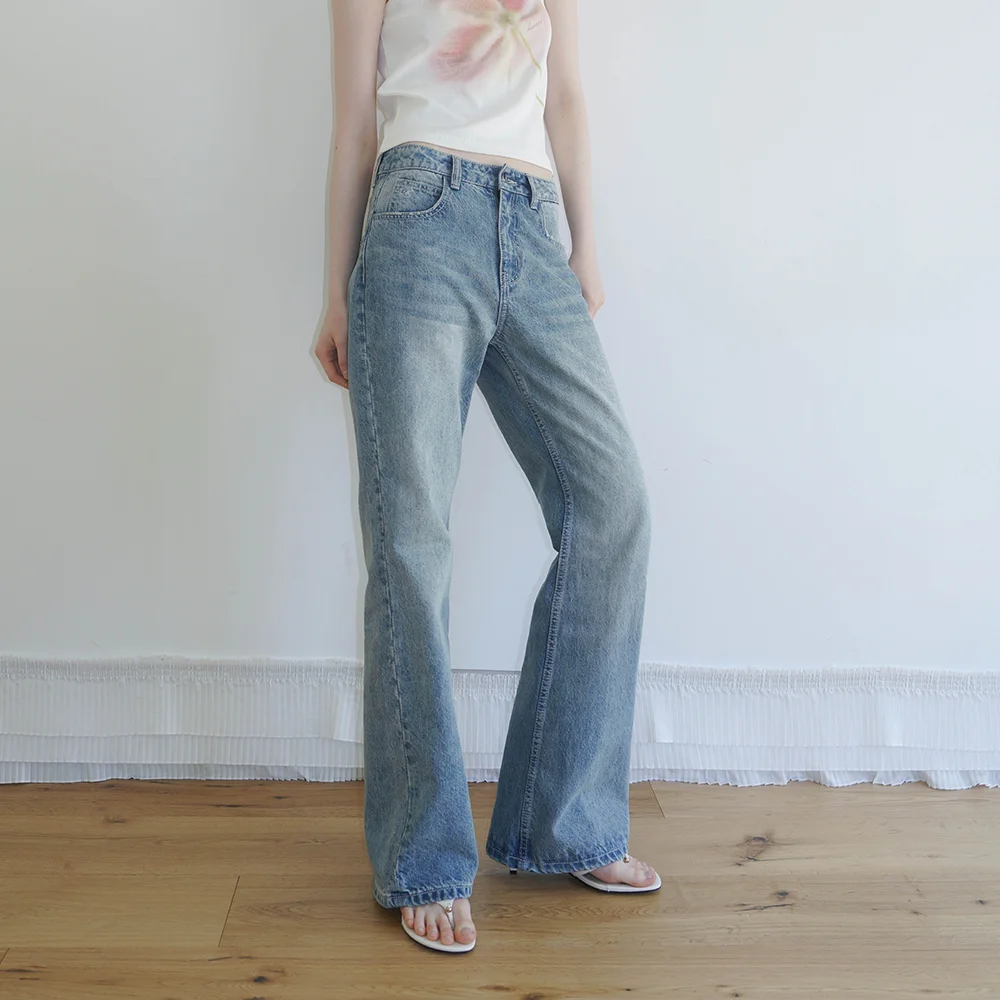 Sophie 喇叭 牛仔 褲子_淺藍色