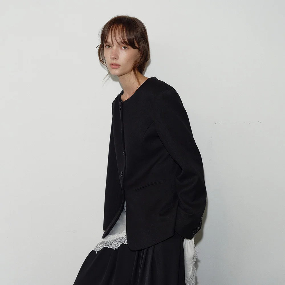 WOOL SLIM LINE JACKET_BLACK