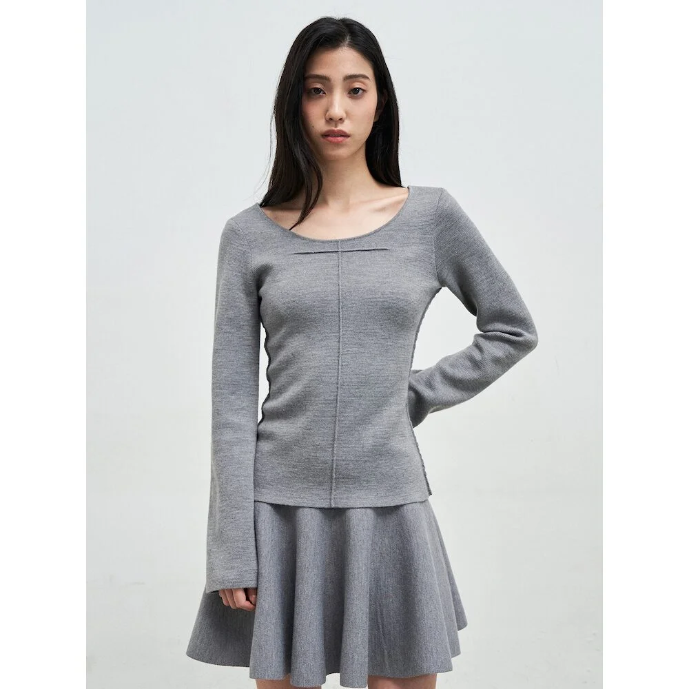 Scooped Neck Pullover Grey (AG5151A012)