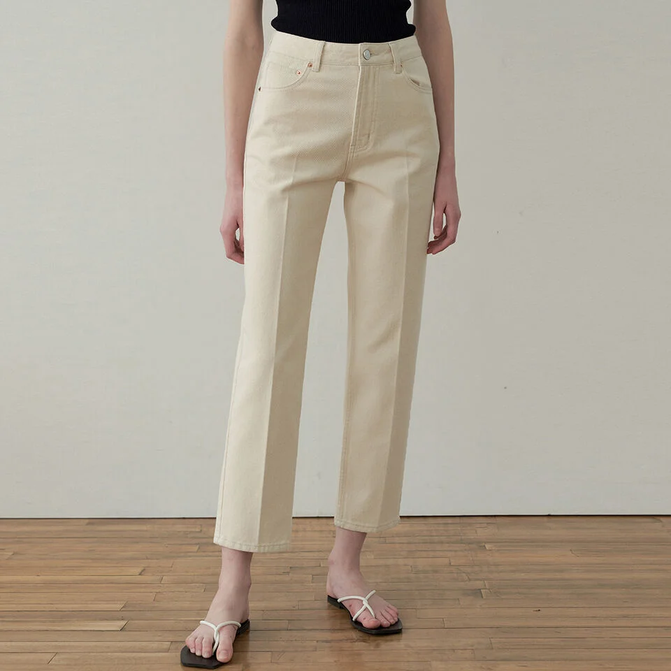 cropped straight jeans (ecru)