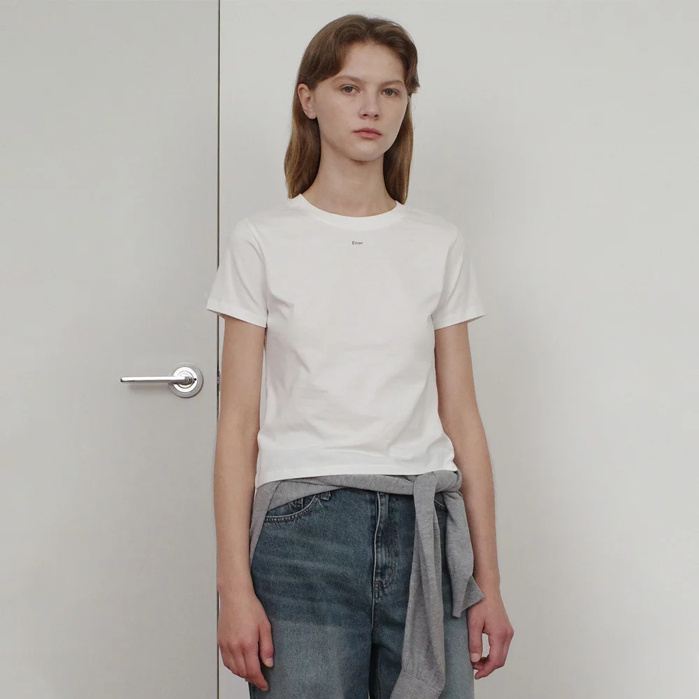 BASIC ENOR CROP T-SHIRT - WHITE
