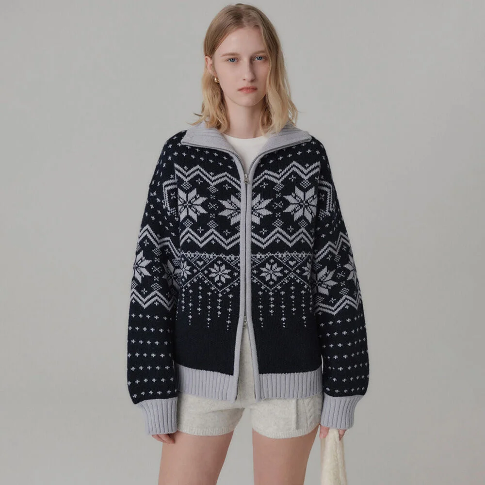Lavina Cowichan 拉鏈 針織衫_海軍藍 / LAVINA COWICHAN ZIP UP KNIT_NAVY
