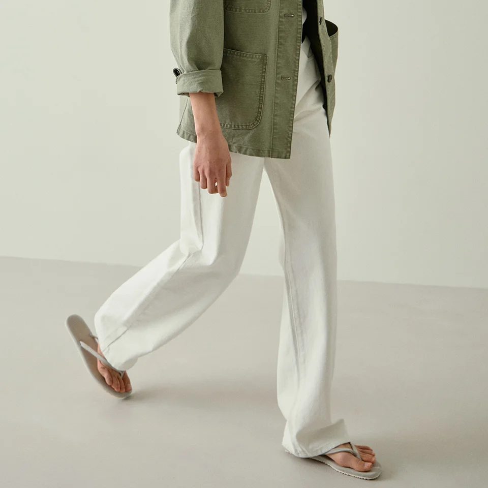 straight denim pants (white)