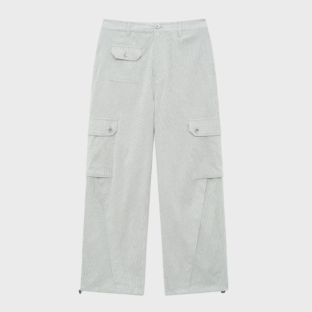 PINSTRIPE CARGO PANTS (LIGHT GRAY)