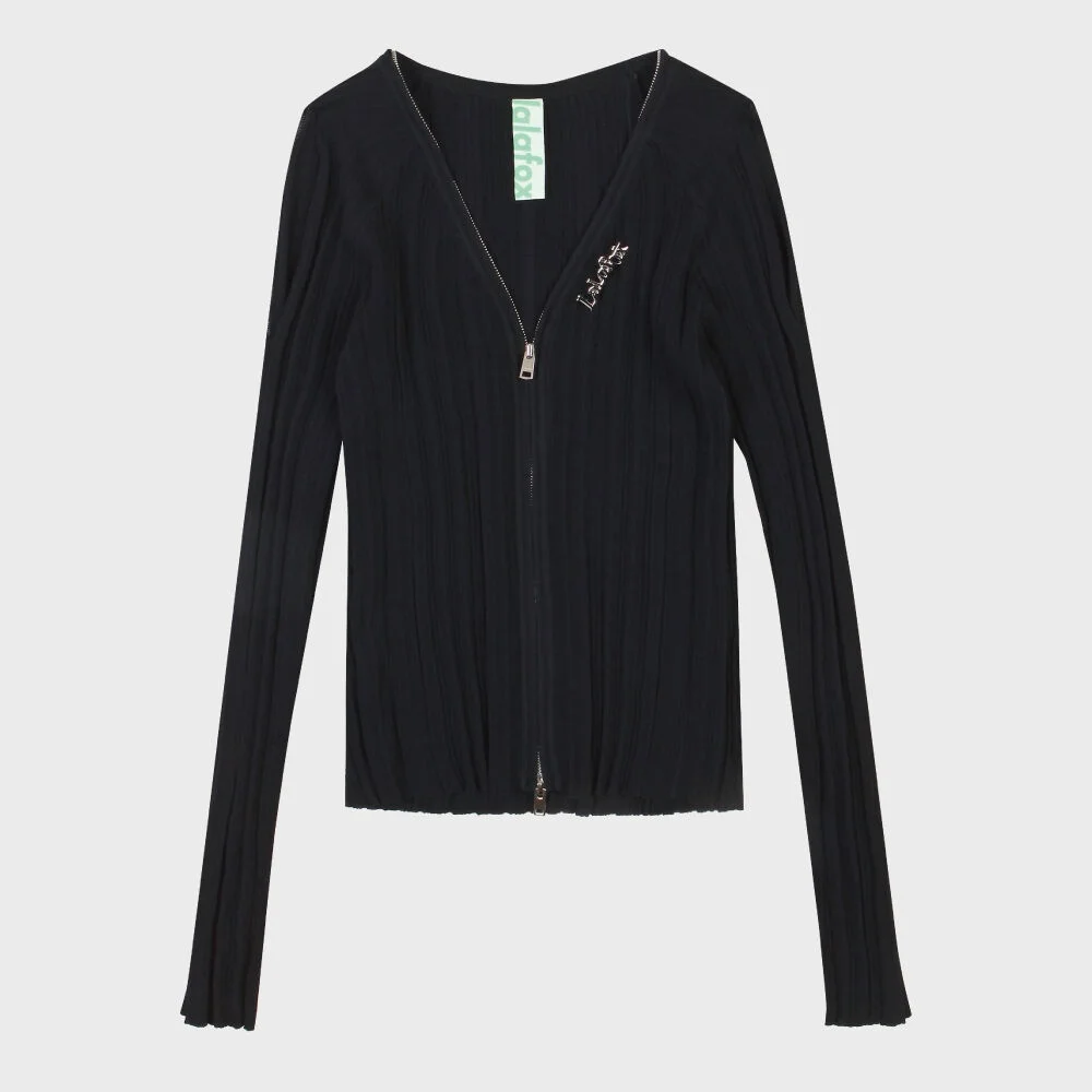 RIBBED CUT OUT CARDIGAN BLACK BP1KG001
