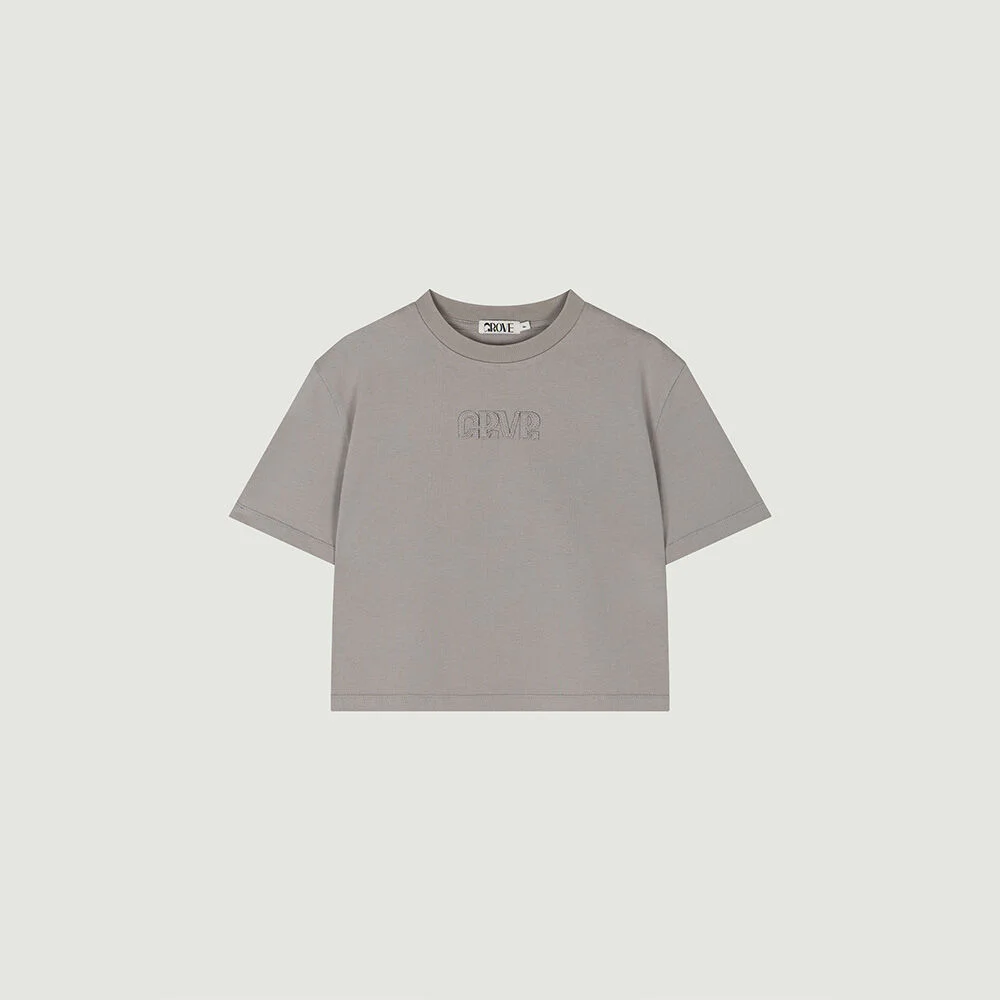 GRVR APPLIQUE T-SHIRT (LIGHT GREY)