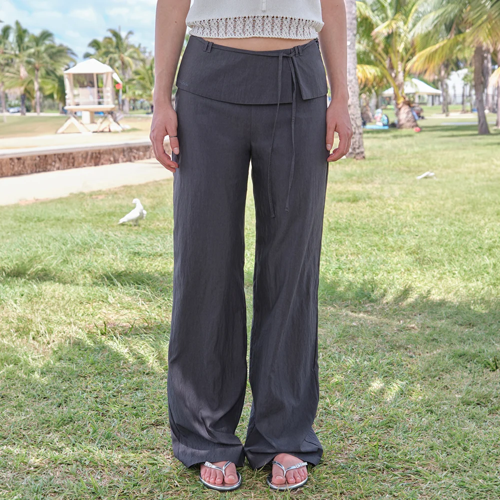 Nish Ribbon Nylon Pants - Charcoal