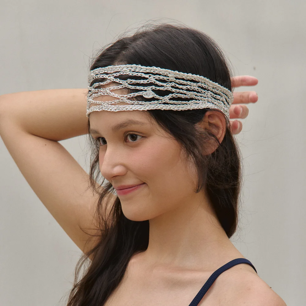 Silver Crochet Hairband
