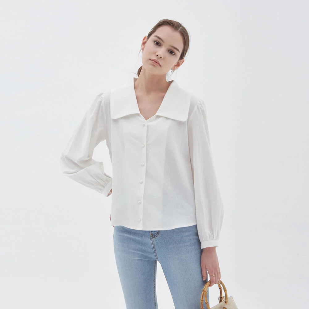 RETRO COLLAR BLOUSE_IVORY