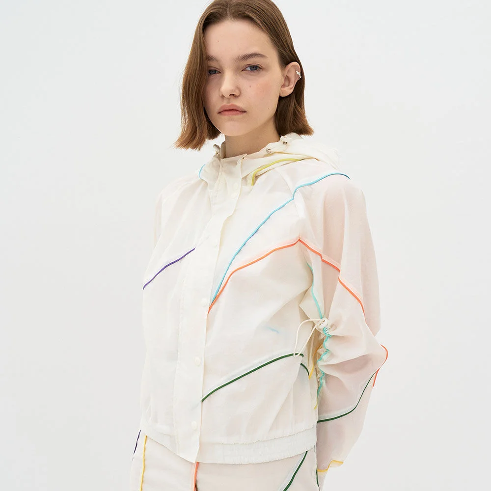 5P Curve Line Piping Hoody Wind Breaker