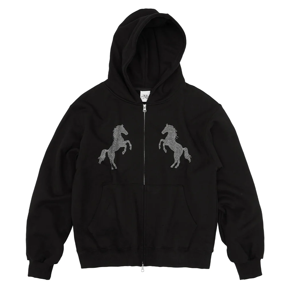 horse hood zip up (black)
