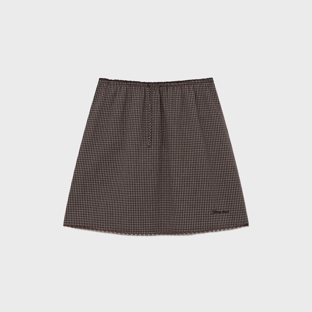 G CLASSIC LACE-UP MIDI SKIRT (BROWN)