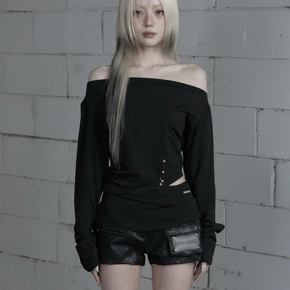 Cut-Out Open Long Sleeve (Black)