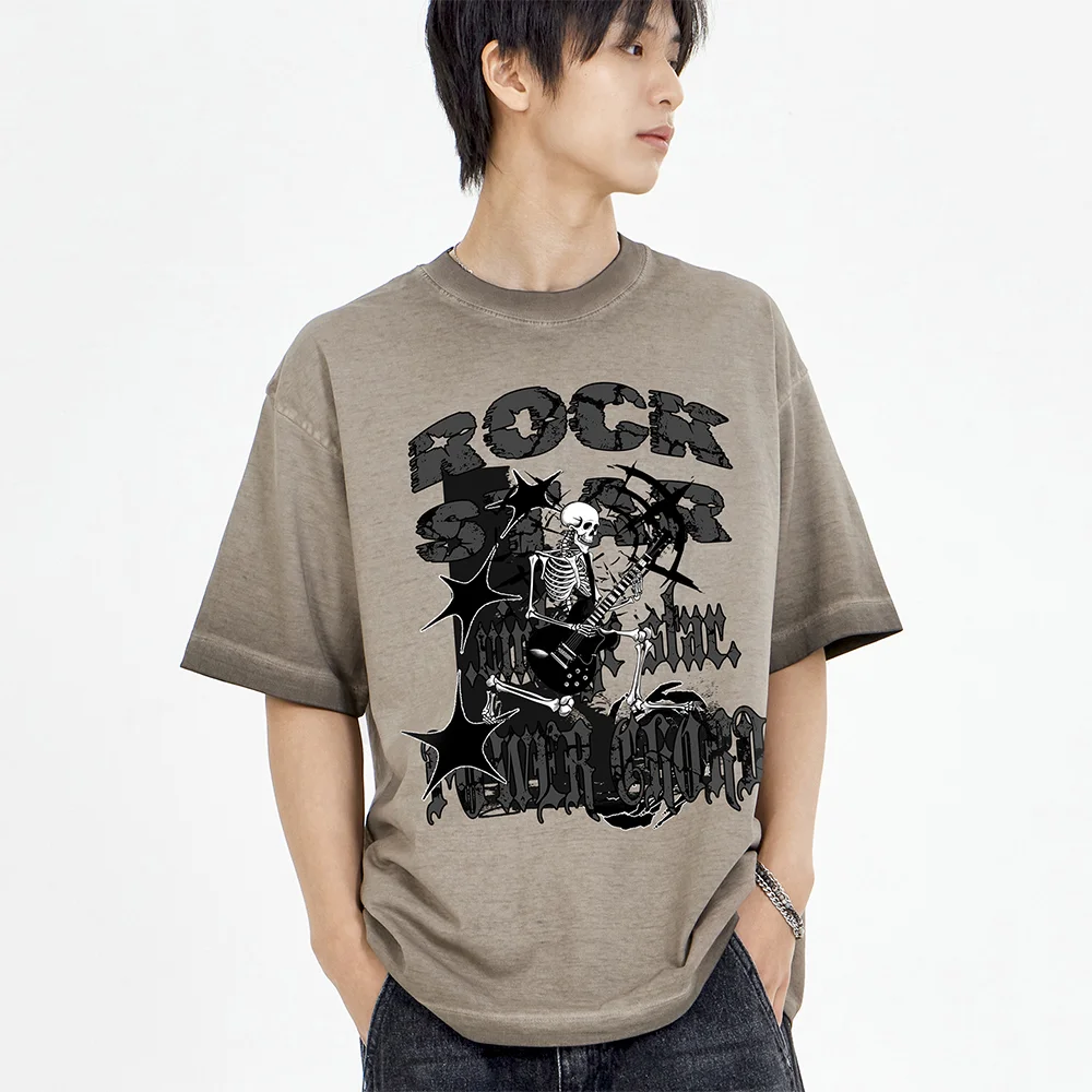 骷髏 Rockstar Pigment 短袖T恤 啡色