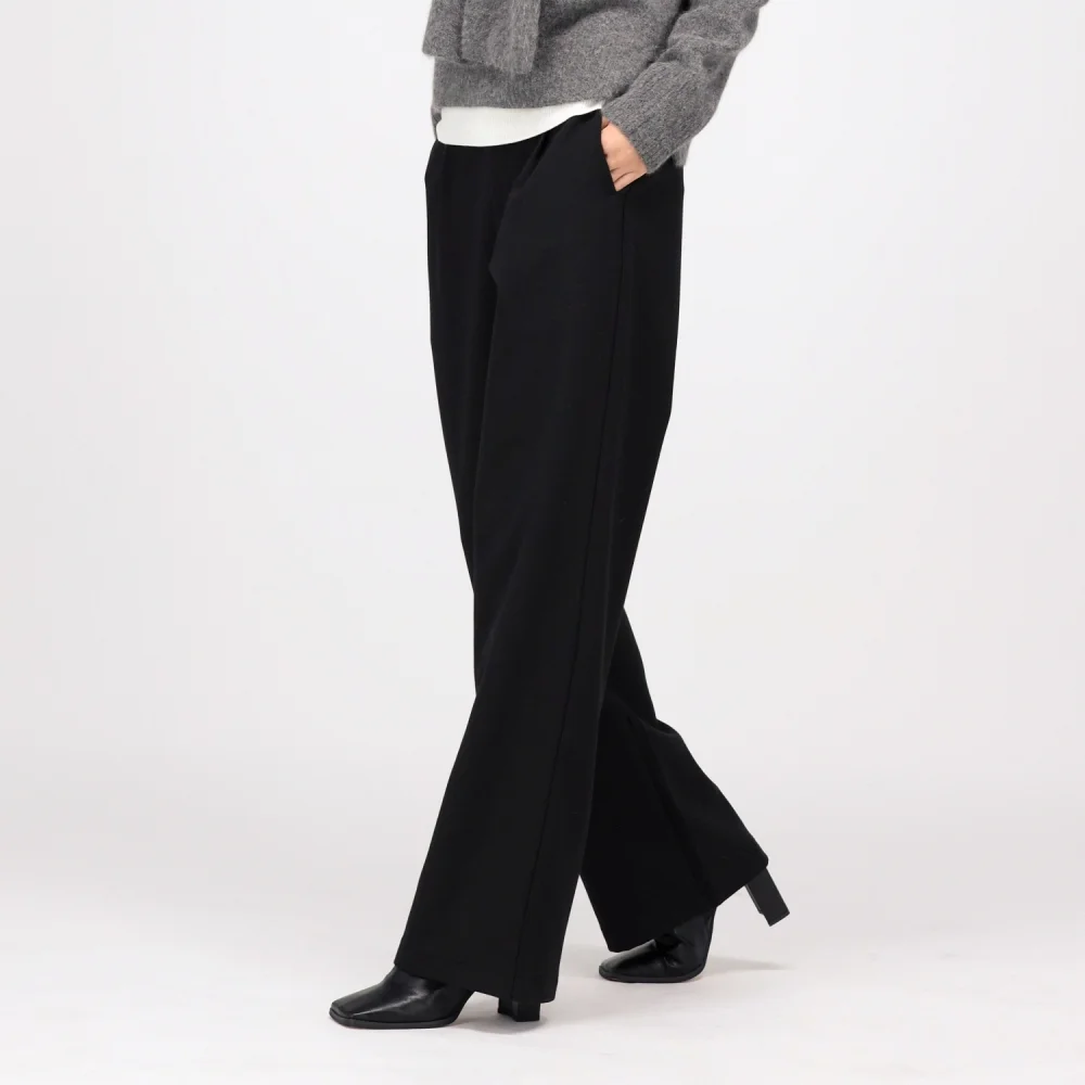 (加絨) Semi Wide Slacks Pants _Black