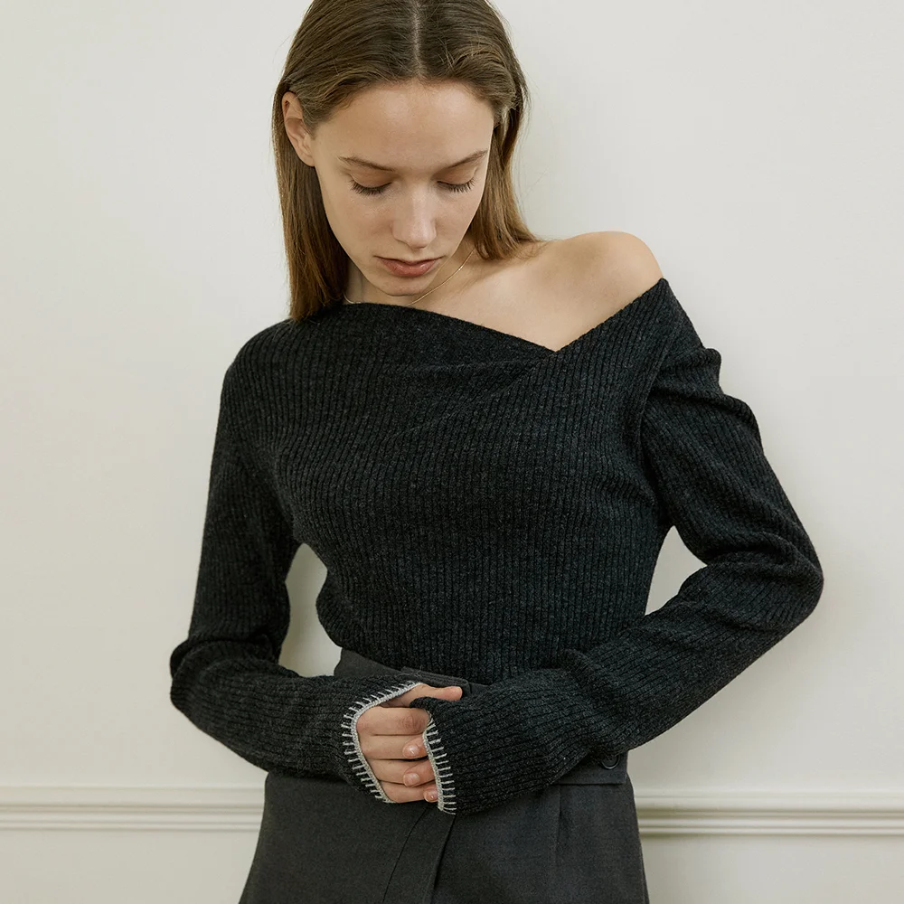 comos 1016 ribbed trimming knit (charcoal)