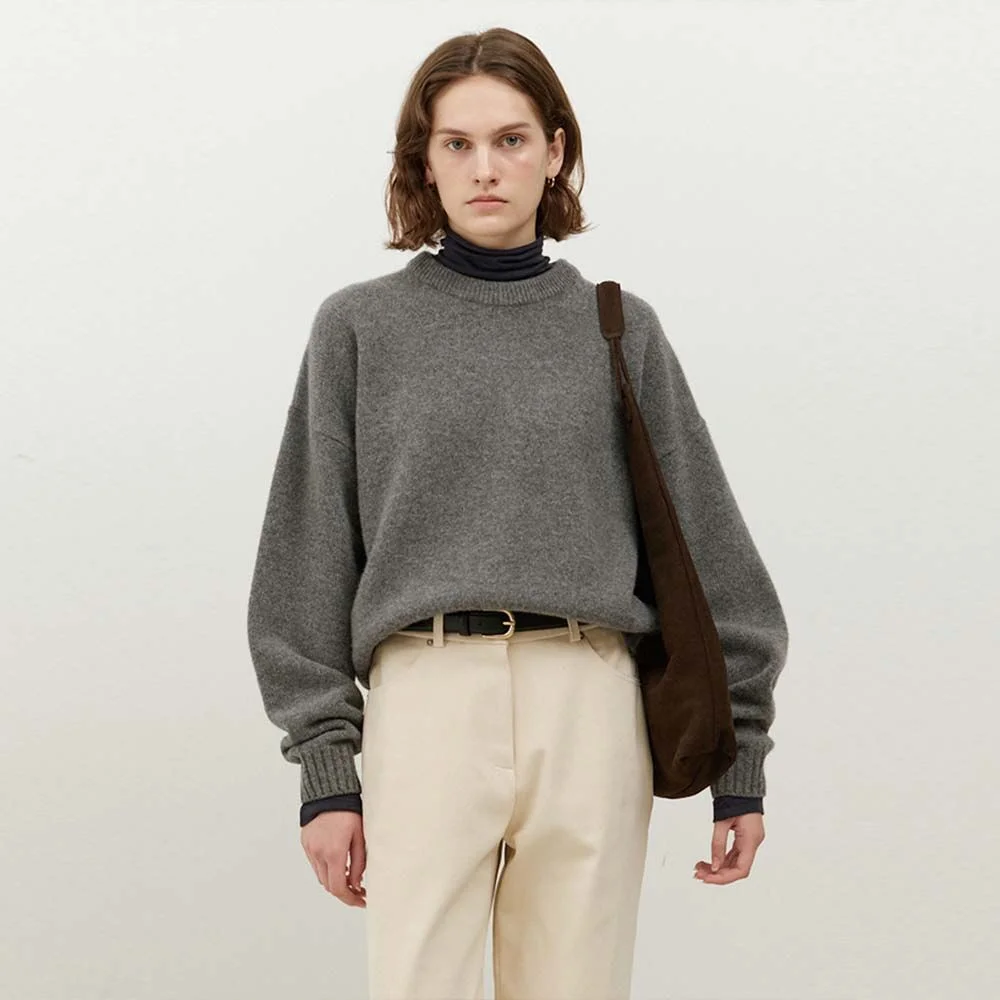 Cashmere Round Knit(Grey)
