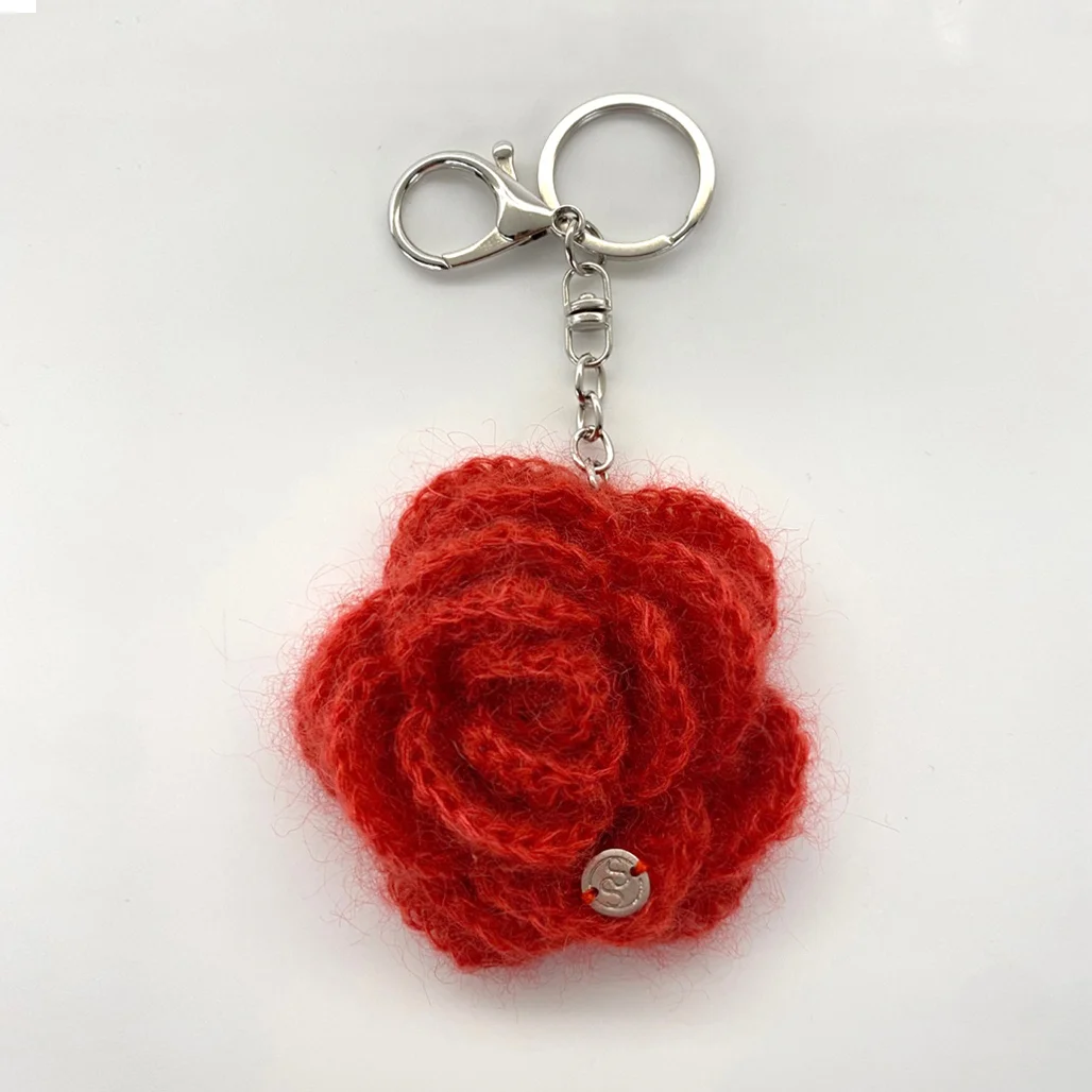 No.196 / Kid Mohair Camellia Keyring _ 紅色