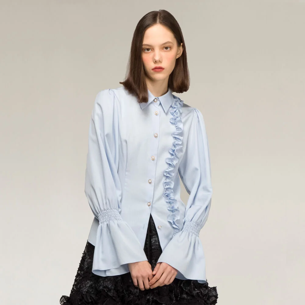 Tencel ruffle blouse