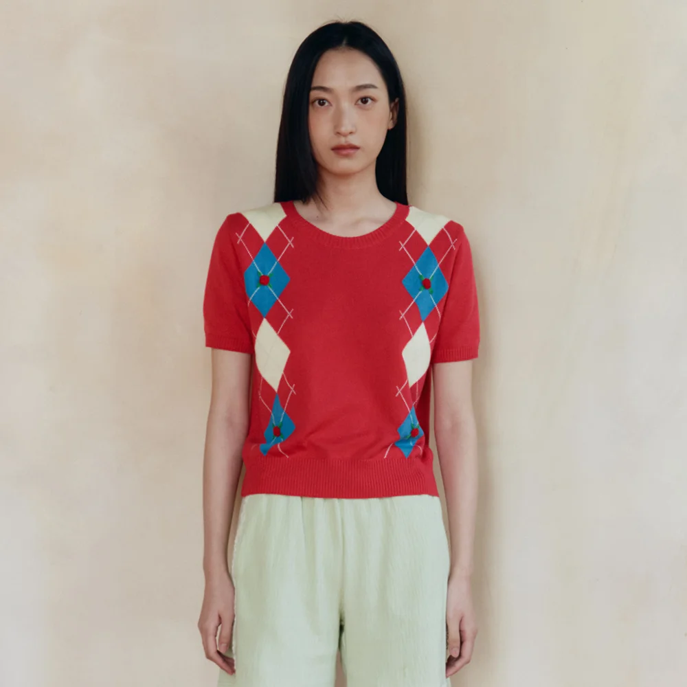 Betty Argyle Modal Knit (Red)