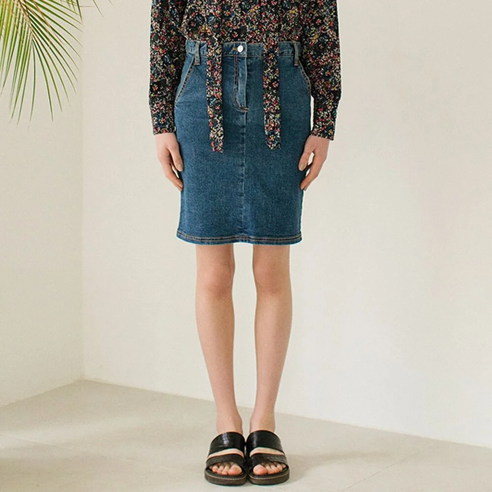 Slim Denim Skirts - Dark Blue