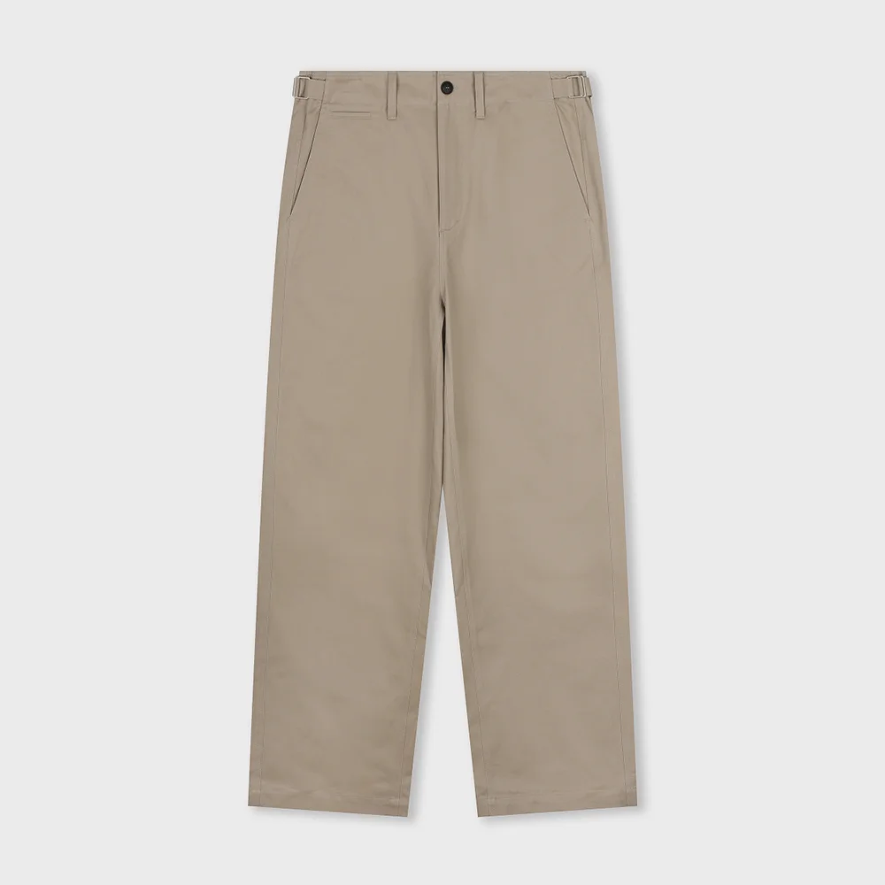 COTTON TWILL LOOSE FIT PANTS BEIGE