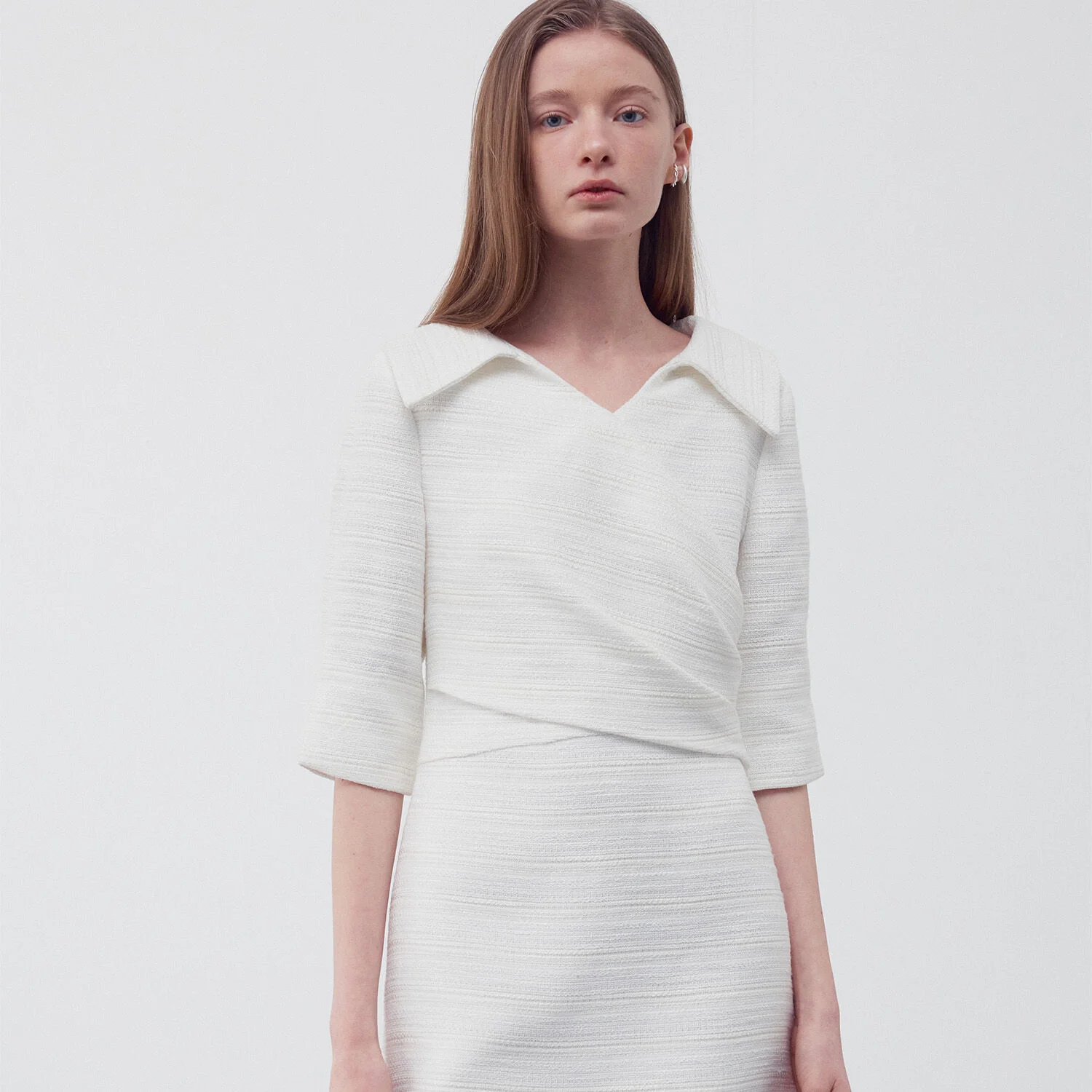 WRAP FRONT TWEED DRESS