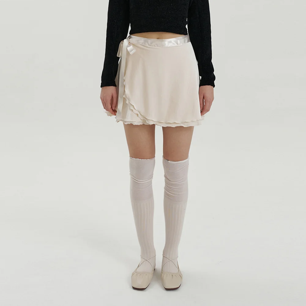 velvet rap skirt - cream
