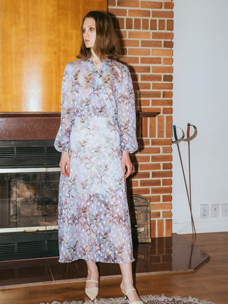 Purple Flower Jacquard Dress