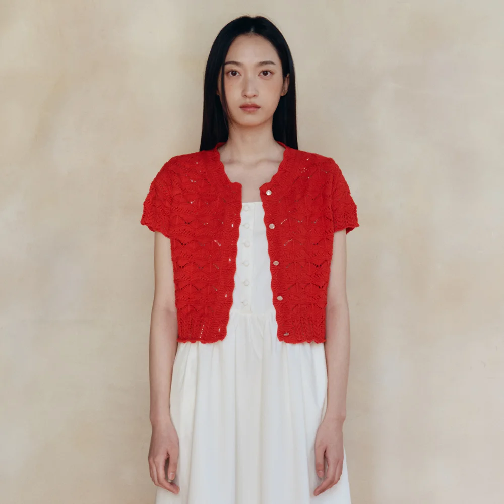 Crochet Cardigan (Red)