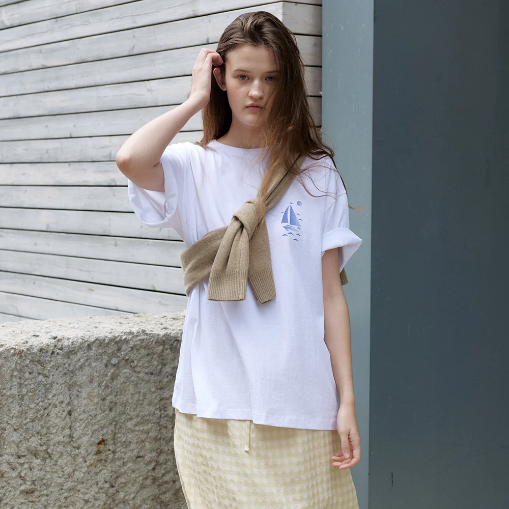 sailing loose tee - white