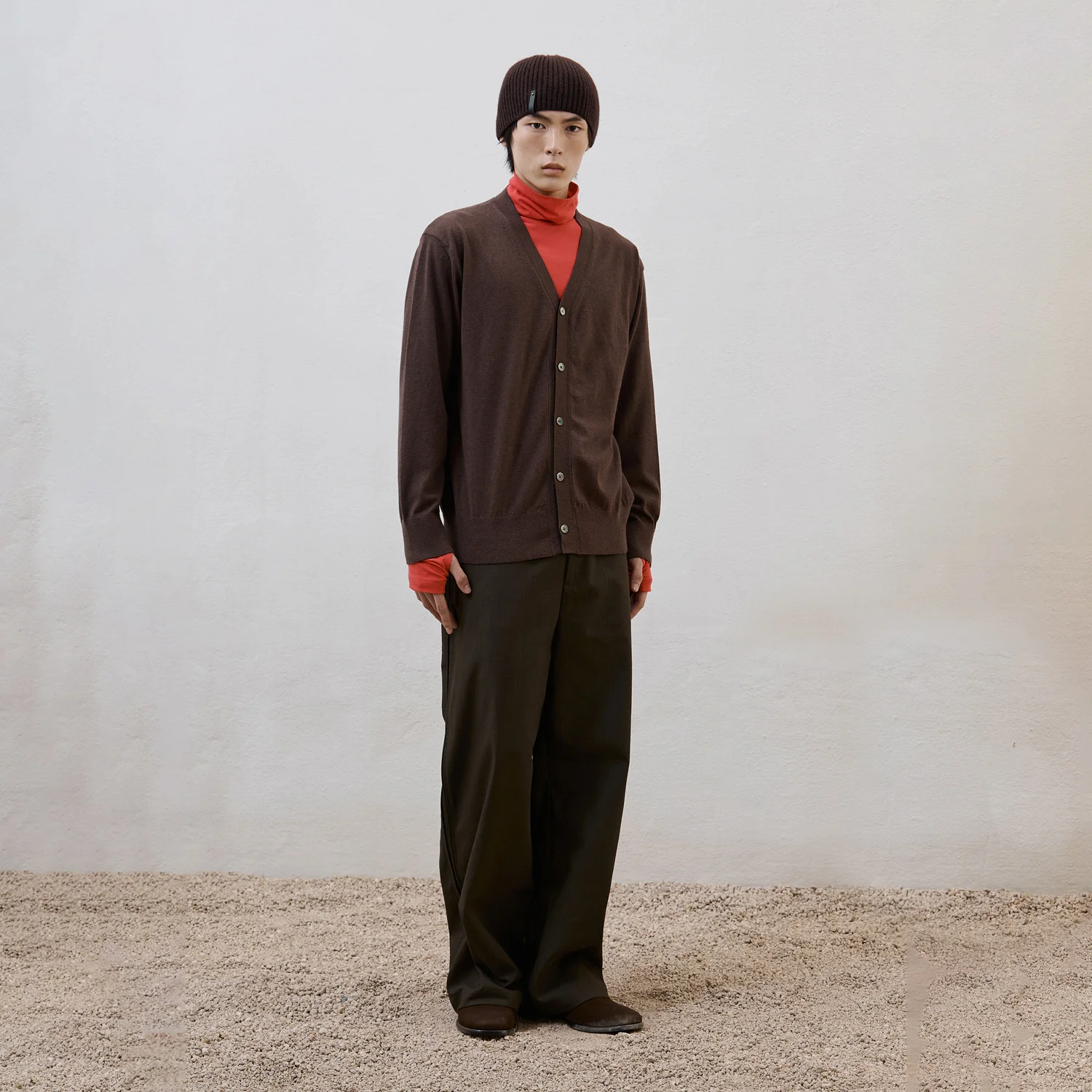 Cotton Cashmere Cardigan - Dark Brown